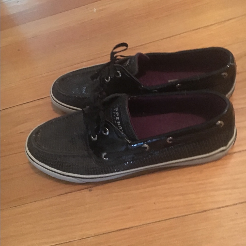 Sperry black sequin shoes